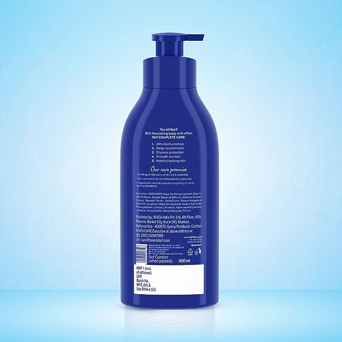 NIVEA Nourishing Body Milk 600ml Body Lotion | 48 H Moisturization | With 2X Almond Oil | Smooth and Healthy Looking Skin |For Very Dry Skin NIVEA Nourishing Body Milk 600ml Body Lotion | 48 H Moisturization | With 2X Almond Oil | Smooth and Healthy Looking Skin |For Very Dry Skin